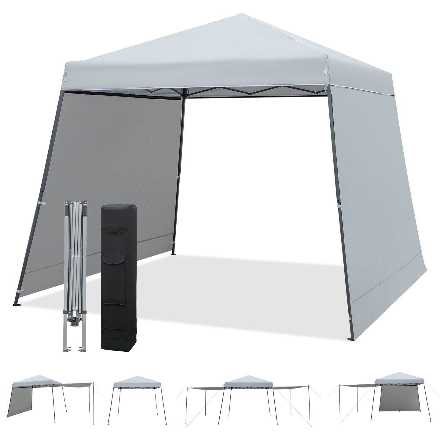 Grey Pop-Up Outdoor Canopy Tent Large Shade Portable with Sidewalls