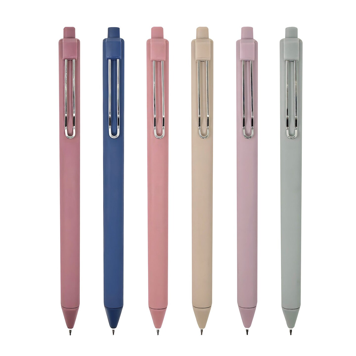 Wrapables Retractable Black Ink Gel Pens, 0.5mm Fine Point, Stationery Supplies for Home Office School (Set of 6), Stormy