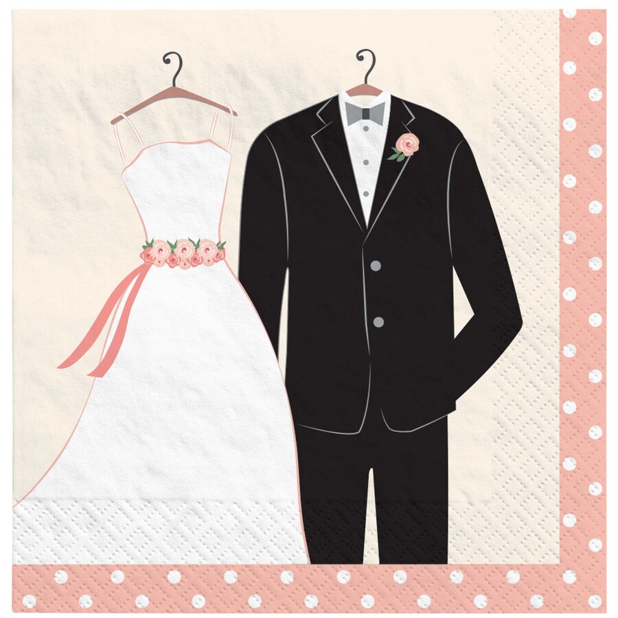 Wedding Attire Beverage Napkins, 16ct