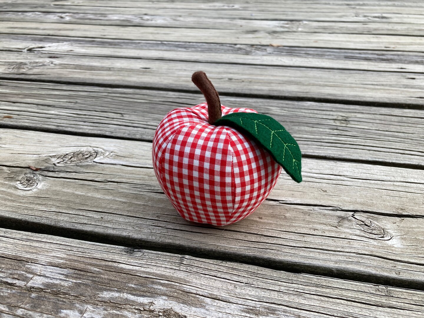 Red Plaid Farmhouse Fabric Apple | MakerPlace by Michaels
