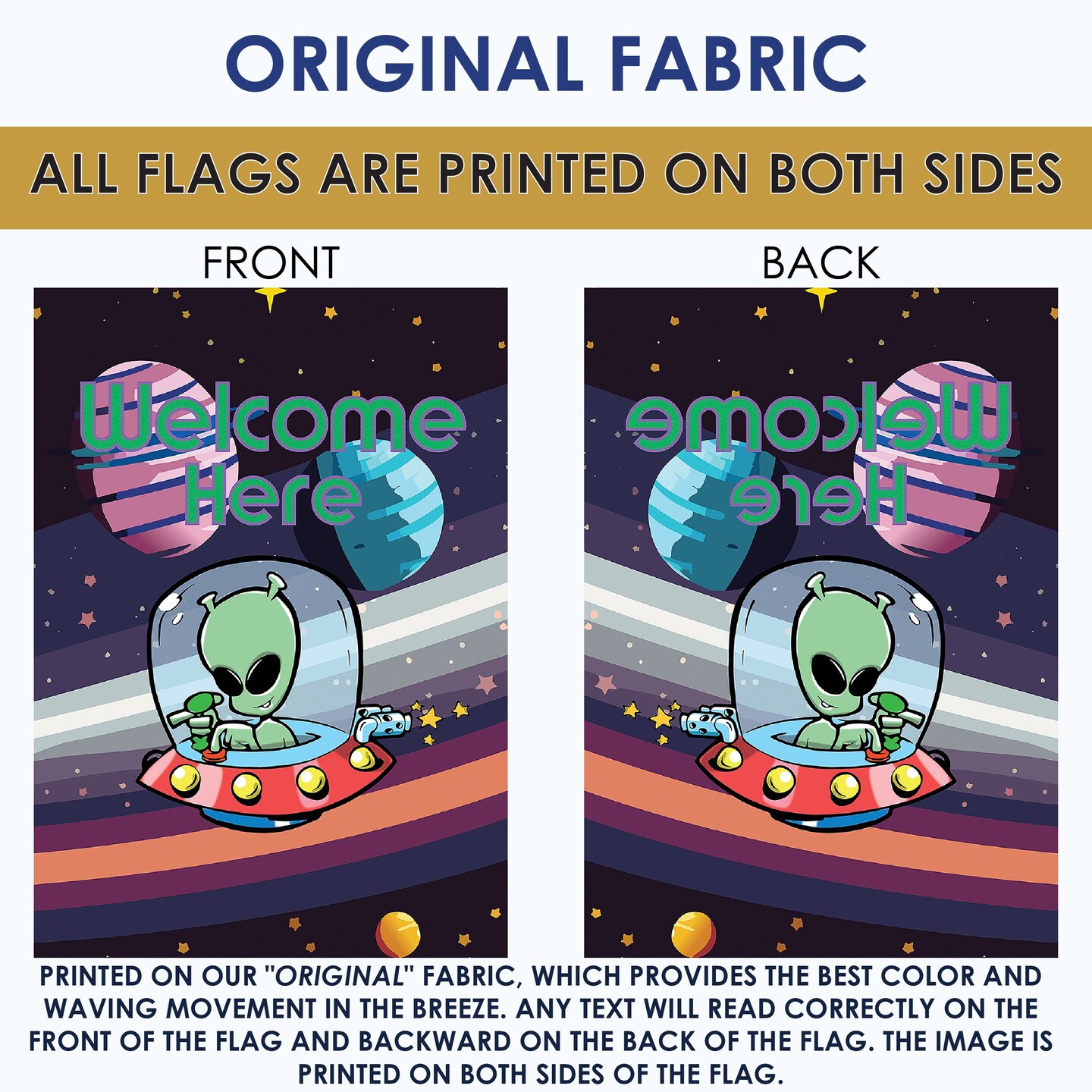 Welcome Here Alien Decorative Ufo Flag