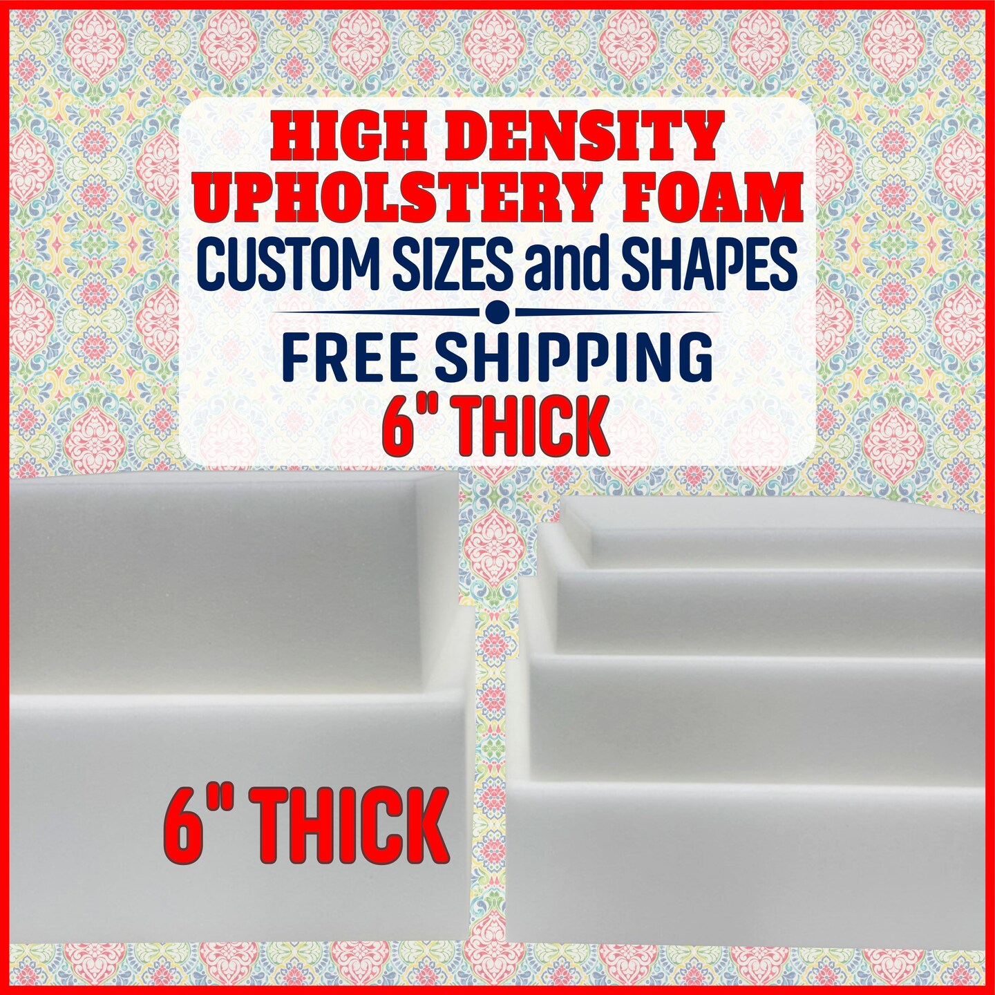 High Density Upholstery Foam ( Cushion Sofa chair couch replacement  Upholstery sheet) 6 Thickness x 30 Width x 96 Length :: Shop By Foam.