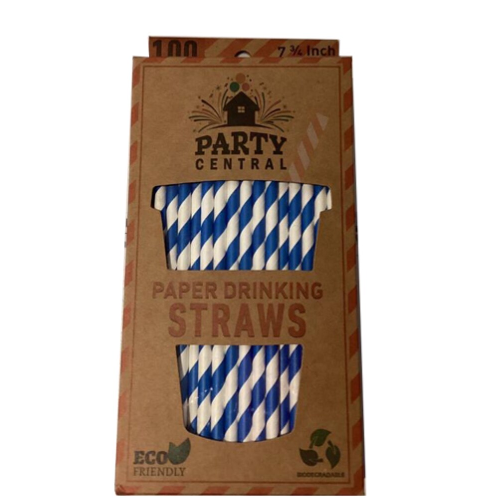 Kitcheniva Blue Disposable Paper Smoothie Party Straws 100 Pcs