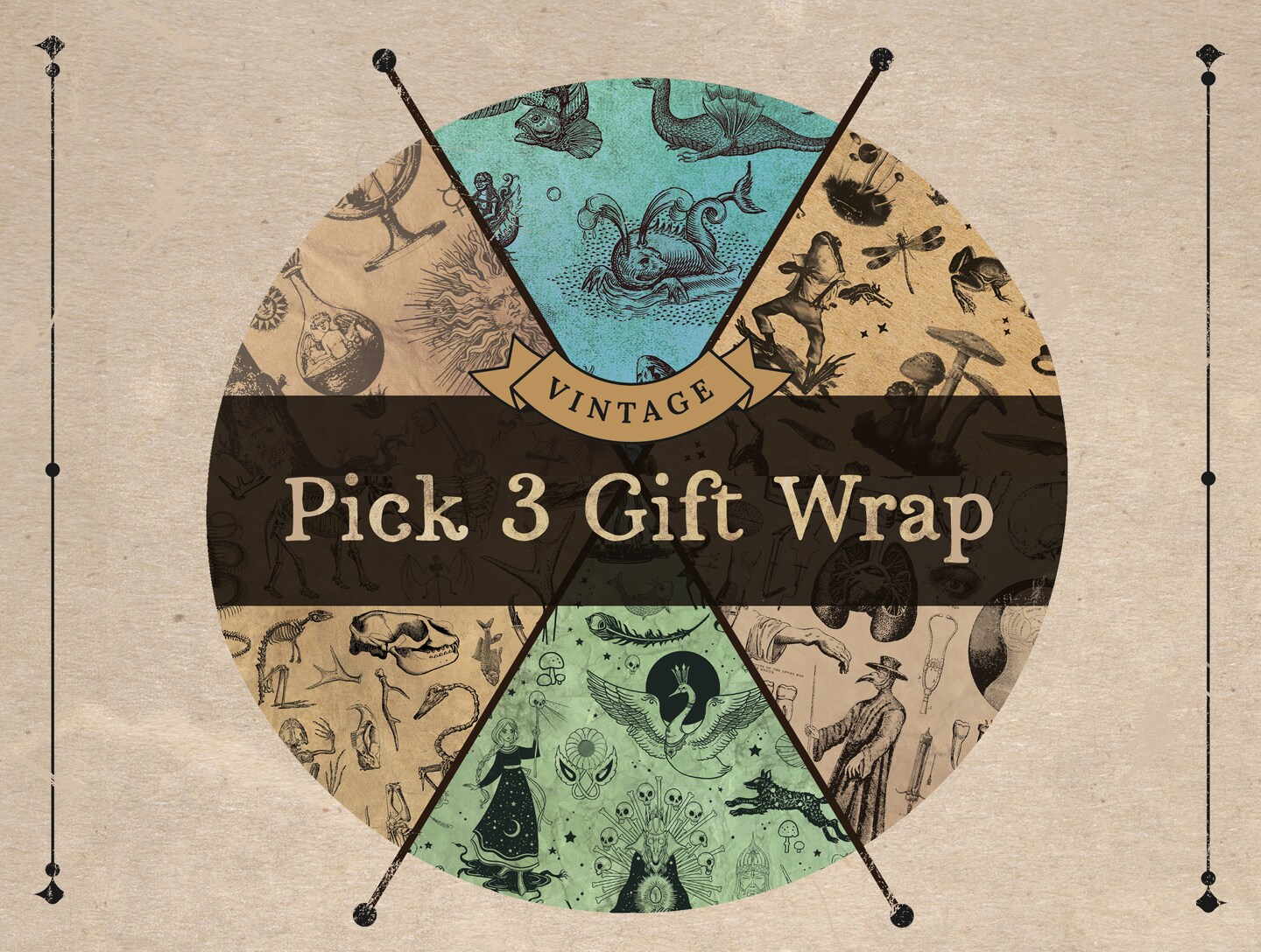 Vintage Wrapping Paper [3 Styles] Flat Pack - Animal Bones, Vintage Me –  OmniFeral