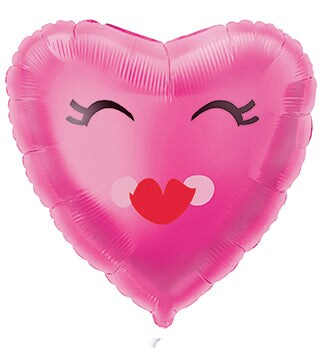 Smiling Pink Heart Shaped 18&#x22; Foil Balloon, 1ct