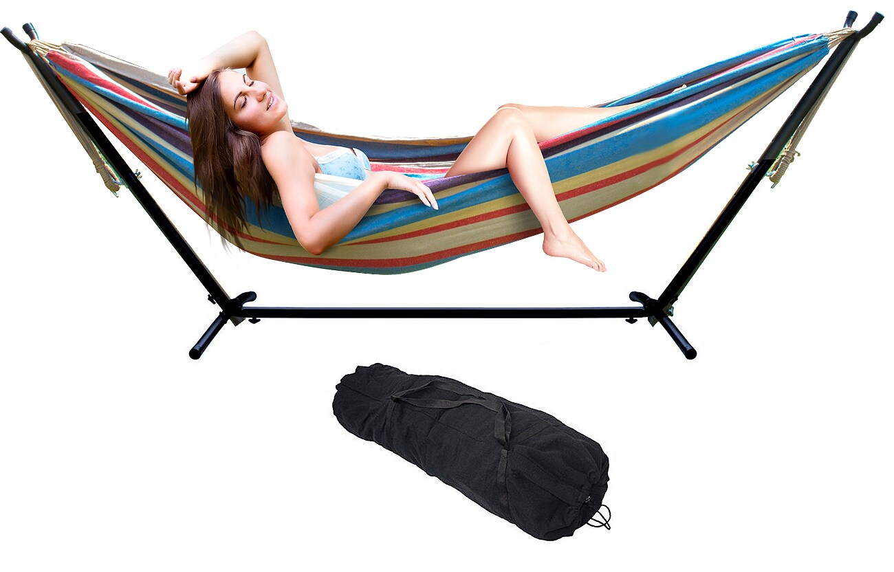 Sorbus Double Hammock With Steel Stand - Portable Carrying Case