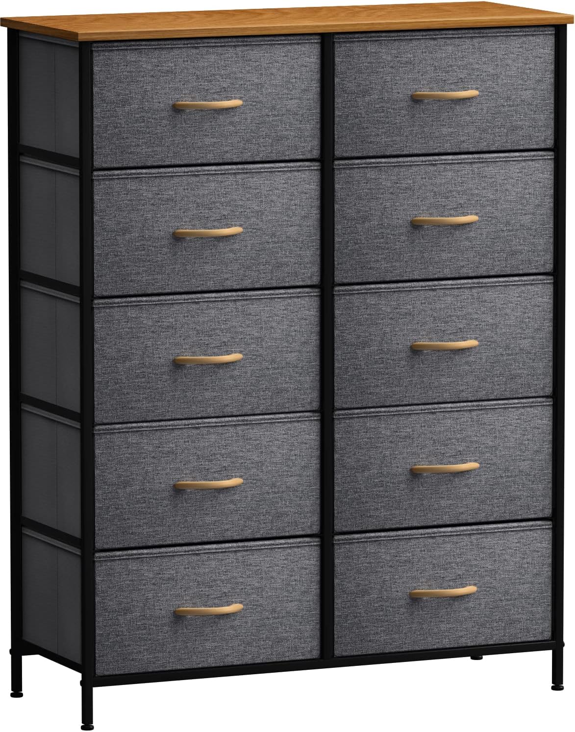 Sorbus Dresser with 10 Drawers - Storage Unit Organizer Chest for Clothes - Bedroom, Room, Nursery, & Closet - Steel Frame, Wood Top & Handles, and Easy Pull Fabric Bins