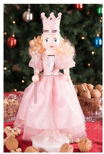 Sugar Plum Fairy 14 Inch Traditional Wooden Nutcracker, Festive Christmas Décor for Shelves and Tables