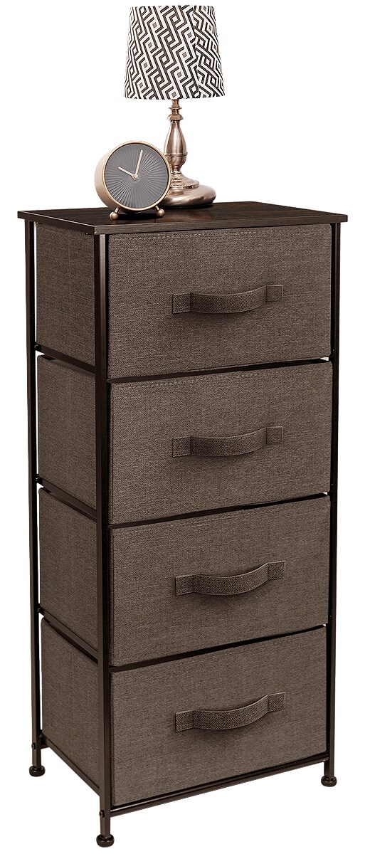 Sorbus Dresser with 4 Drawers - Bedside Furniture & Night Stand End Table Dresser with Steel Frame, Wood Top, Easy Pull Fabric Bins for Home, Bedroom Accessories, Office & Dorm
