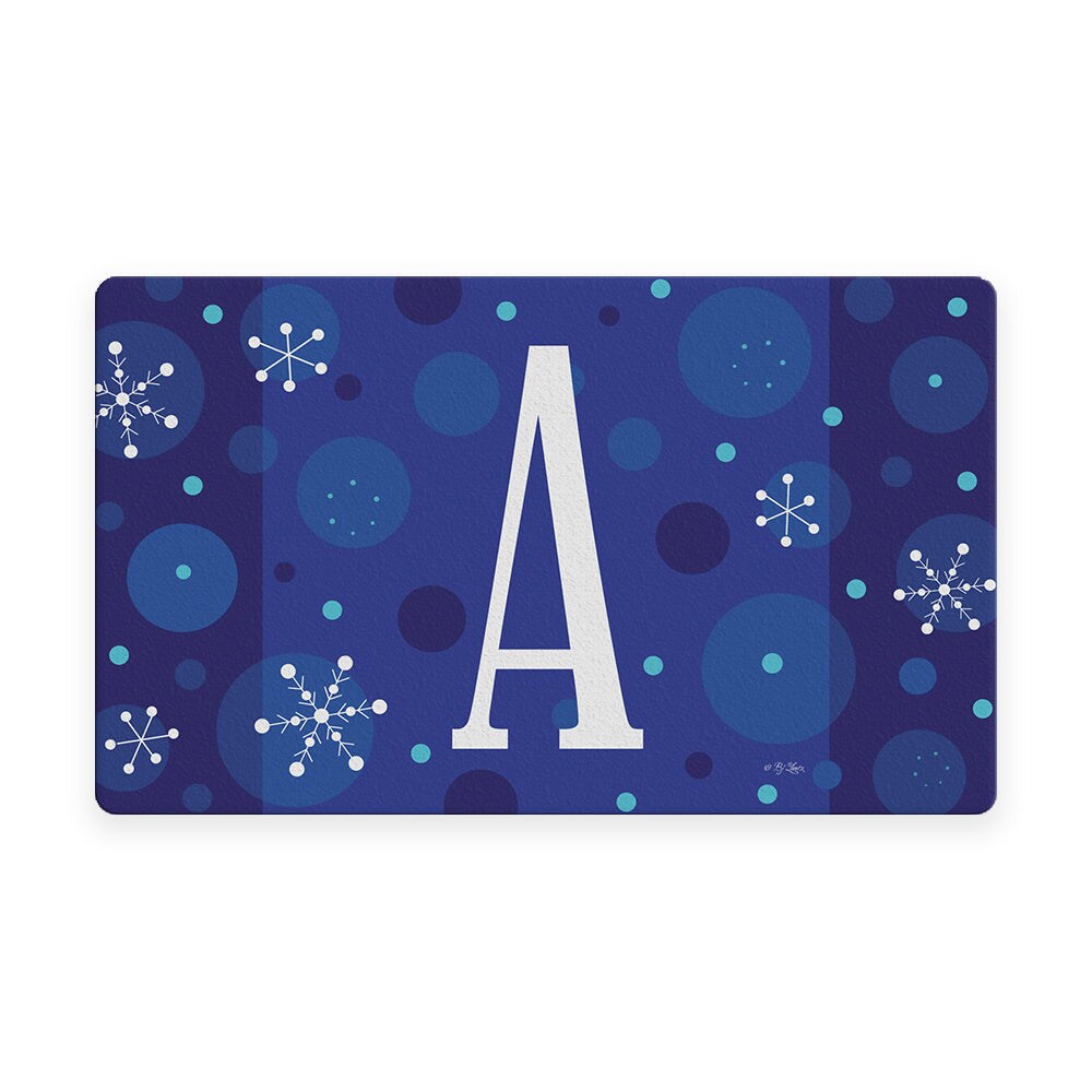 Winter Snowflakes Monogram A Door Mat (18 x 30&#x22;)