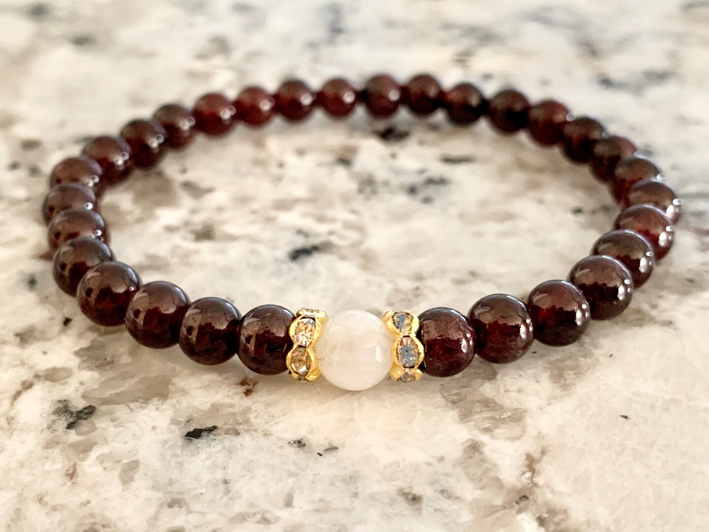 Garnet and Moonstone Bracelet 6mm MakerPlace by Michaels