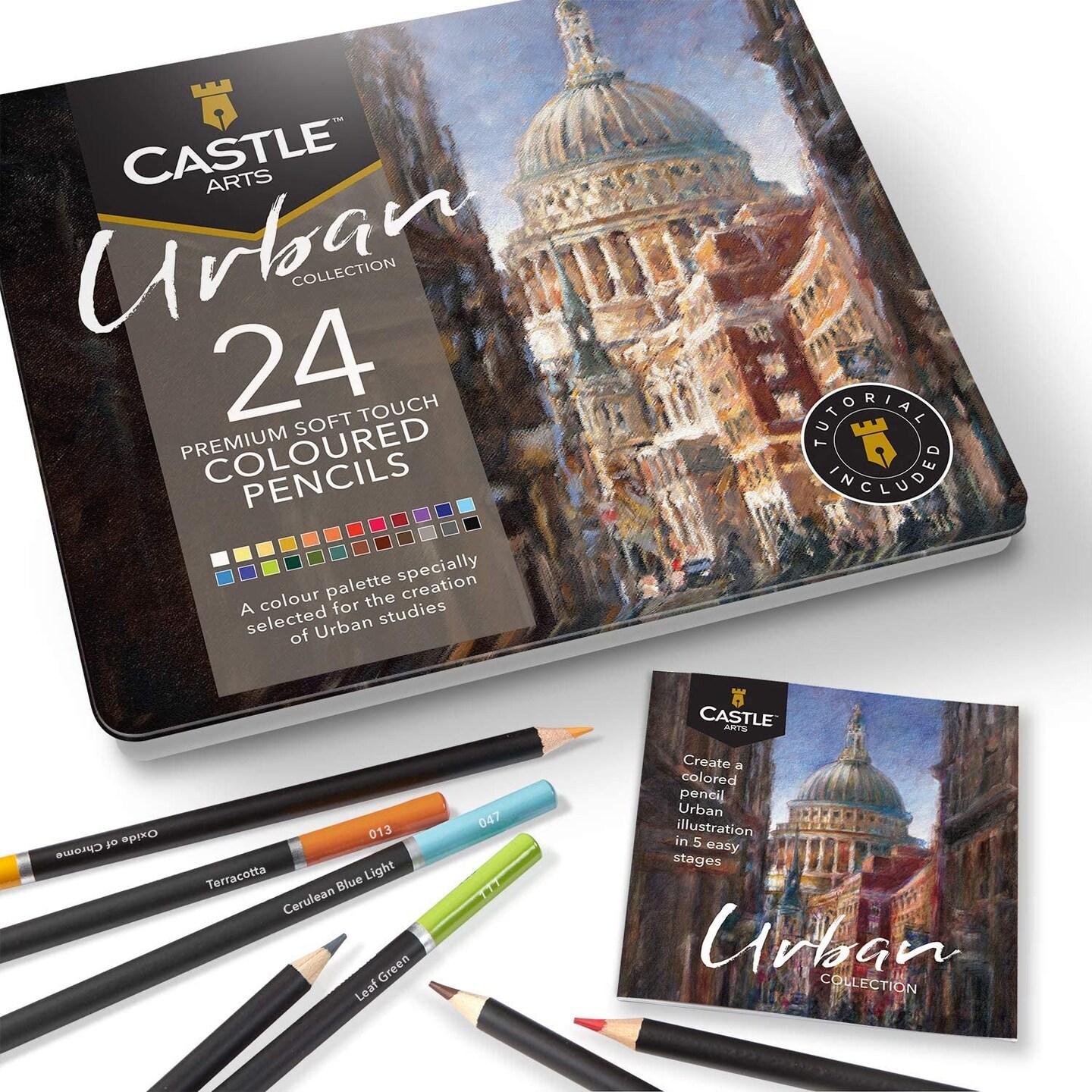  Castle Arts Themed 24 Colored Pencil Set in Tin Box, perfect  'Kandinsky' inspired colors. Featuring quality, smooth colored cores,  superior blending & layering performance for great results : Office Products