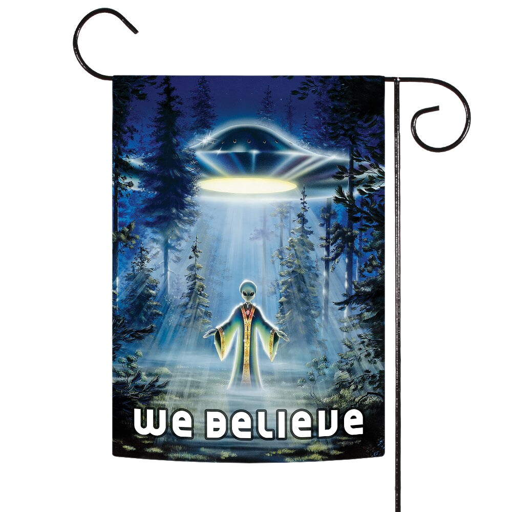 UFO Believe Decorative Aliens Double Sided Flag