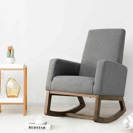 Mid Century Rocking Chair Retro Modern Fabric Upholstered Relax Rocker