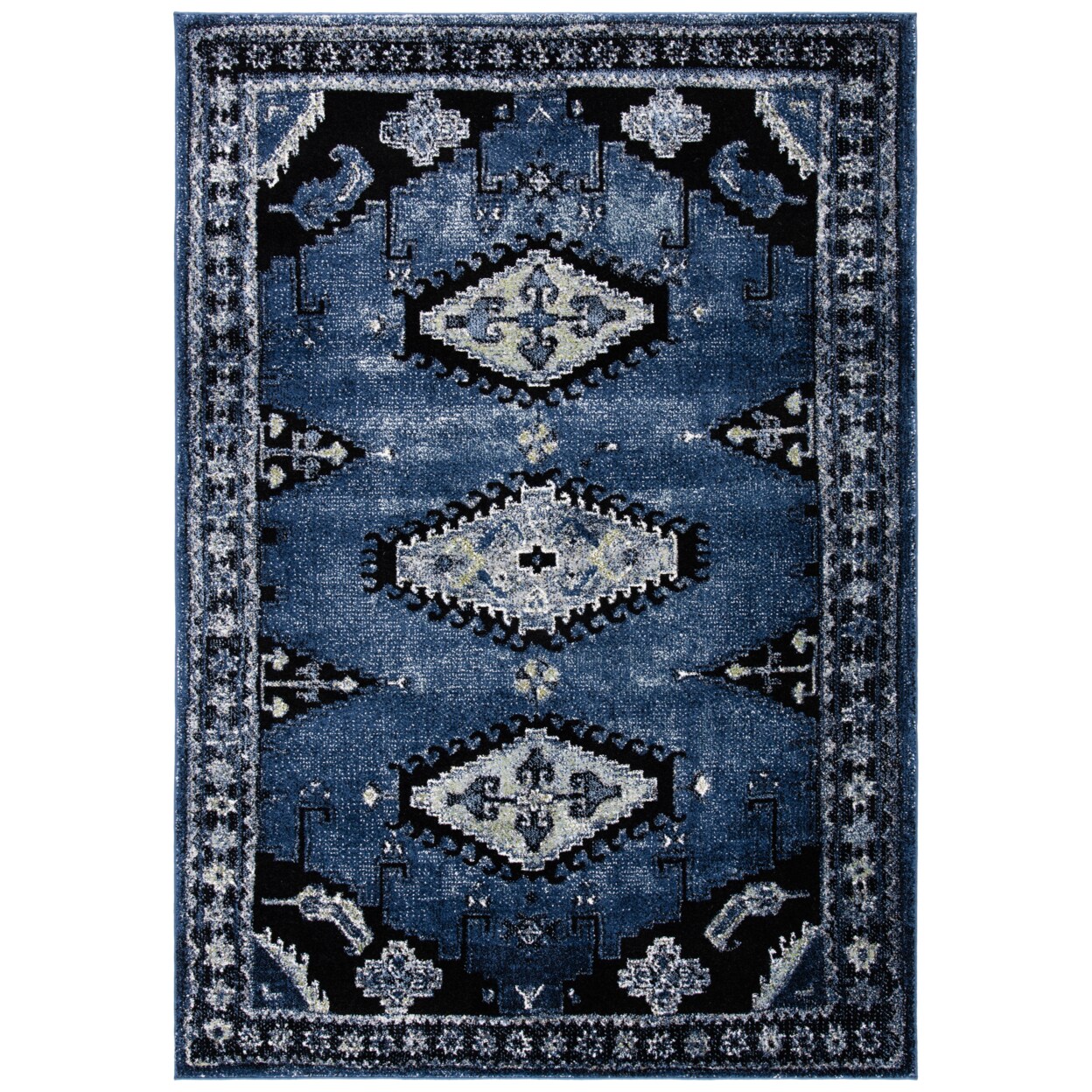 Safavieh Vintage Hamadan Vth251M Blue / Black Rug For High Traffic Area Rug