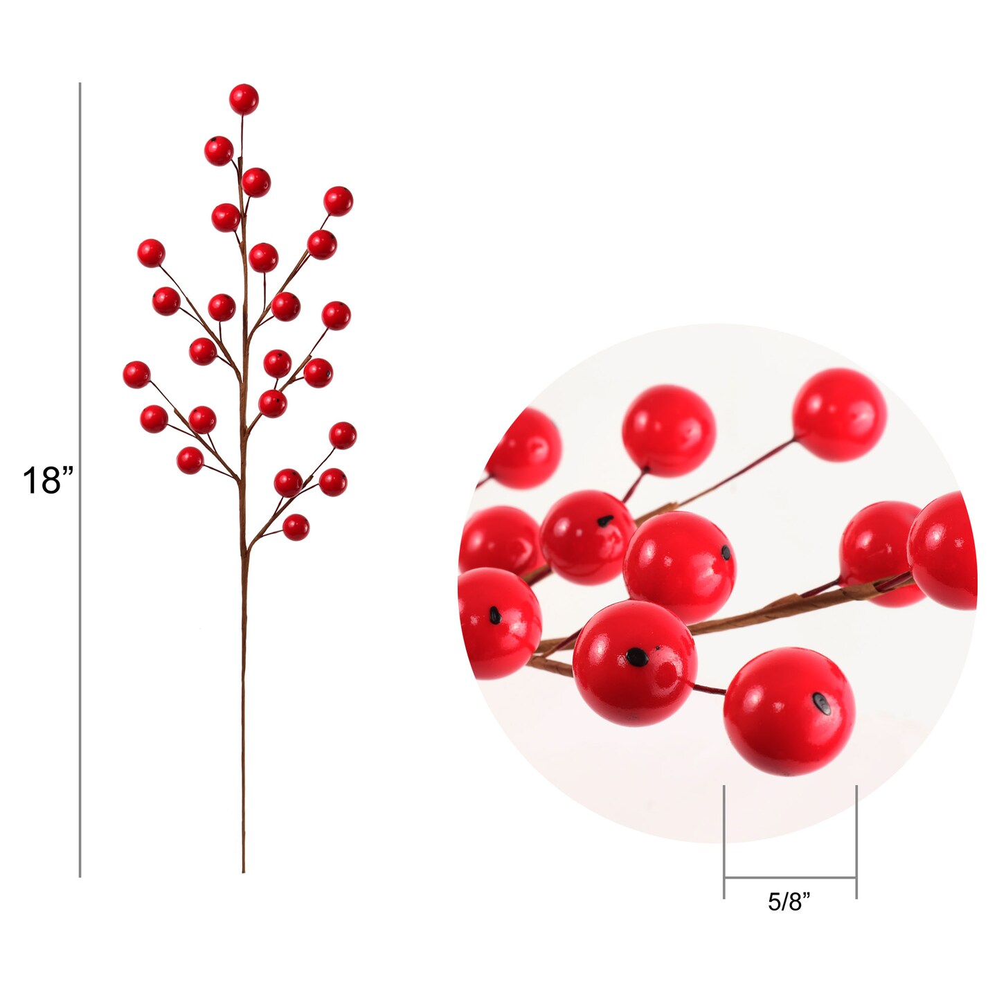 Xmarks 18 Artificial Red Berry Stems, 10 Pieces Christmas Red