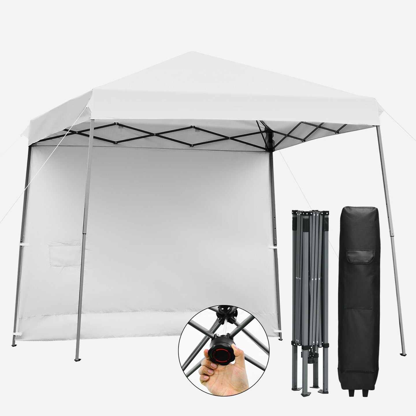 10 x 10 Feet Pop Up Tent Slant Leg Canopy with Roll-up Side Wall