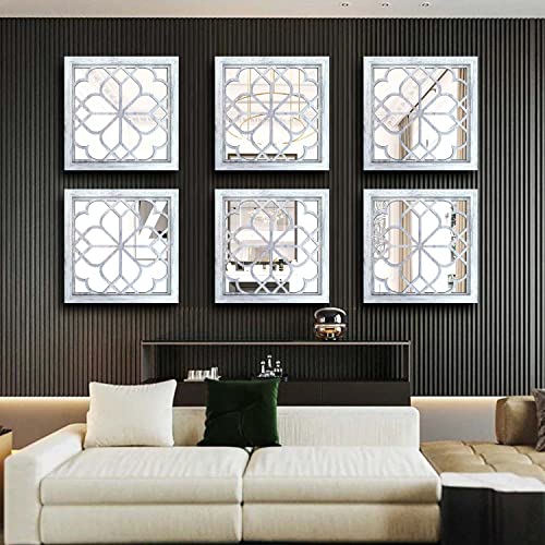 2 Pack Square  Wall Mirror,Gorgeous Rustic Farmhouse Accent Mirror,Rustic White Color Entry Mirror for Bathroom Renovation,Bedrooms,Living Rooms and More(12”x12”)