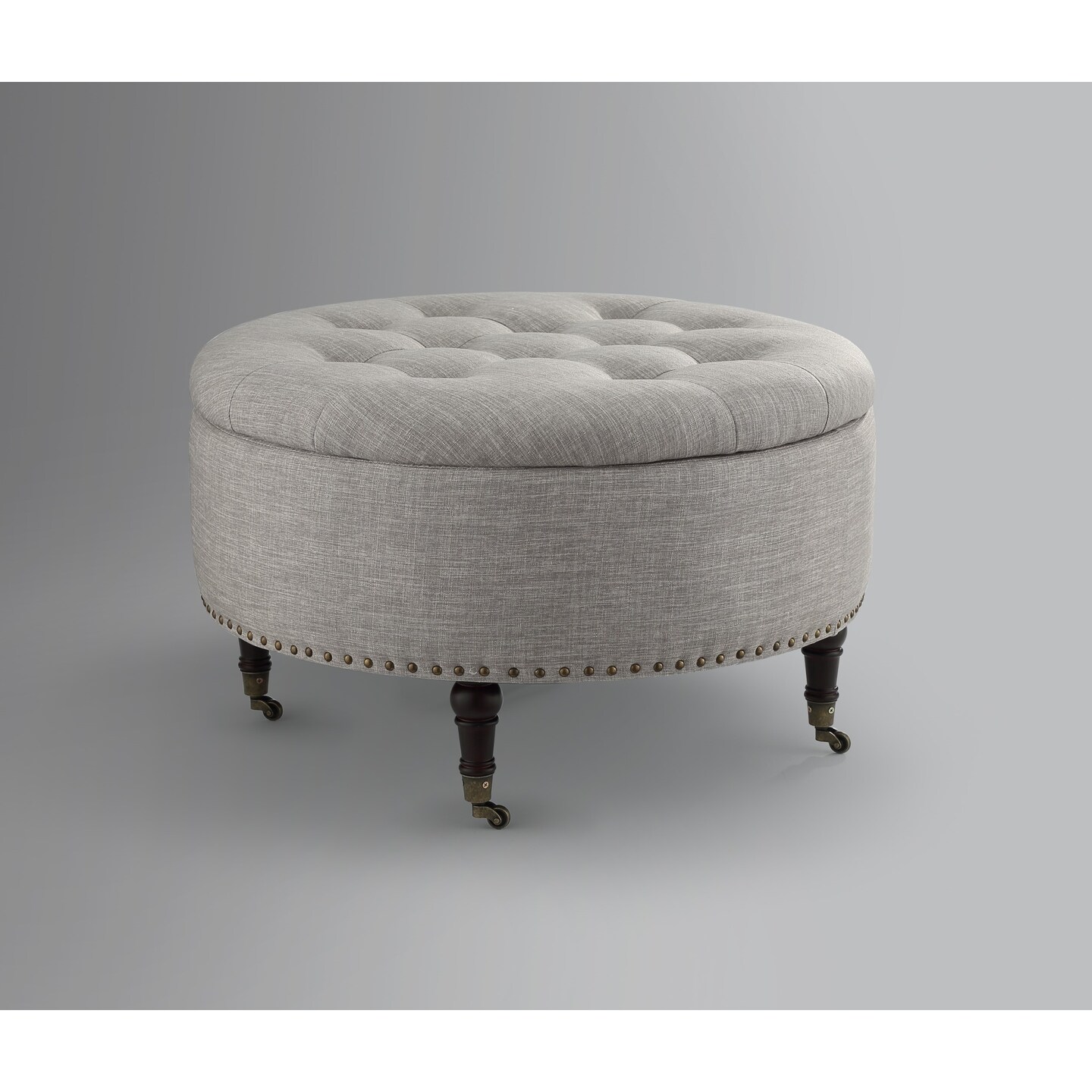 Renata Linen Button Tufting Ottoman