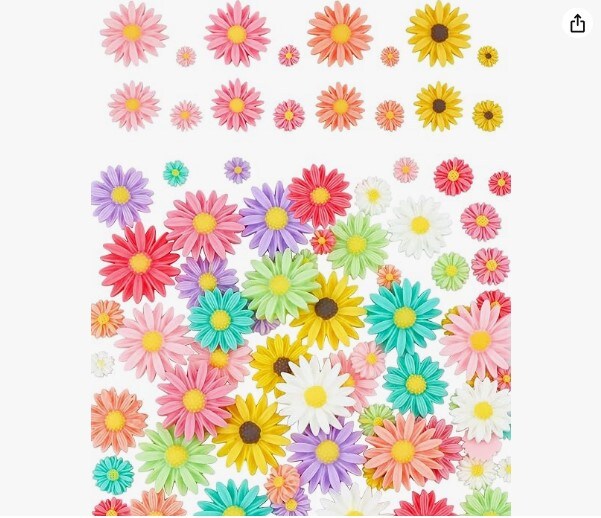 9 Colors Flatback Resin Flower Beads 108 Pcs Resin Flower Daisy Cabochons Daisy Flat Back Charms for Jewelry Making and Scrapbooking