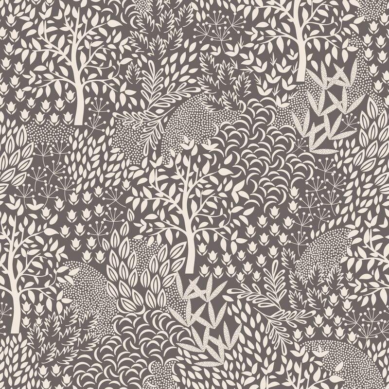 Tempaper Woodland Fantasy Peel and Stick Wallpaper Mythical Grey