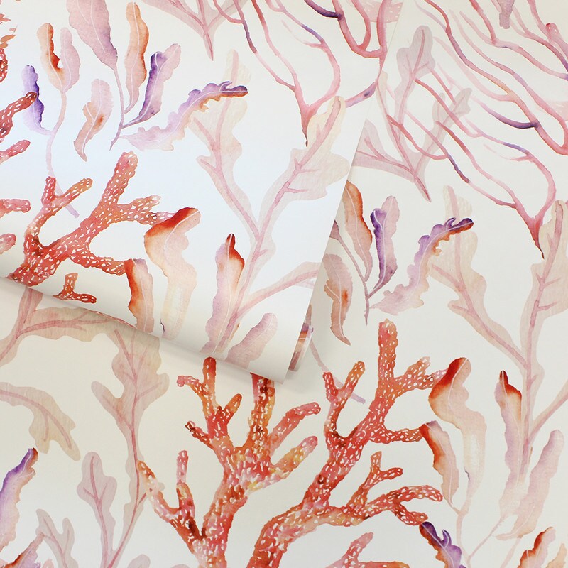 Tempaper Coral Reef Peel and Stick Wallpaper Rose Quartz