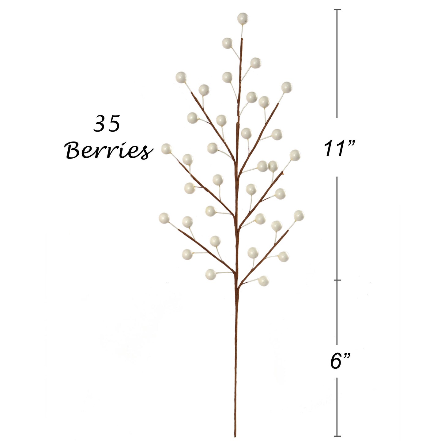 Set of 12: White Holly Berry Stems with 35 Lifelike Berries | 17" Long | Festive Accents | Seasonal Picks | Winter Florals | Christmas Berries | Home & Office Decor