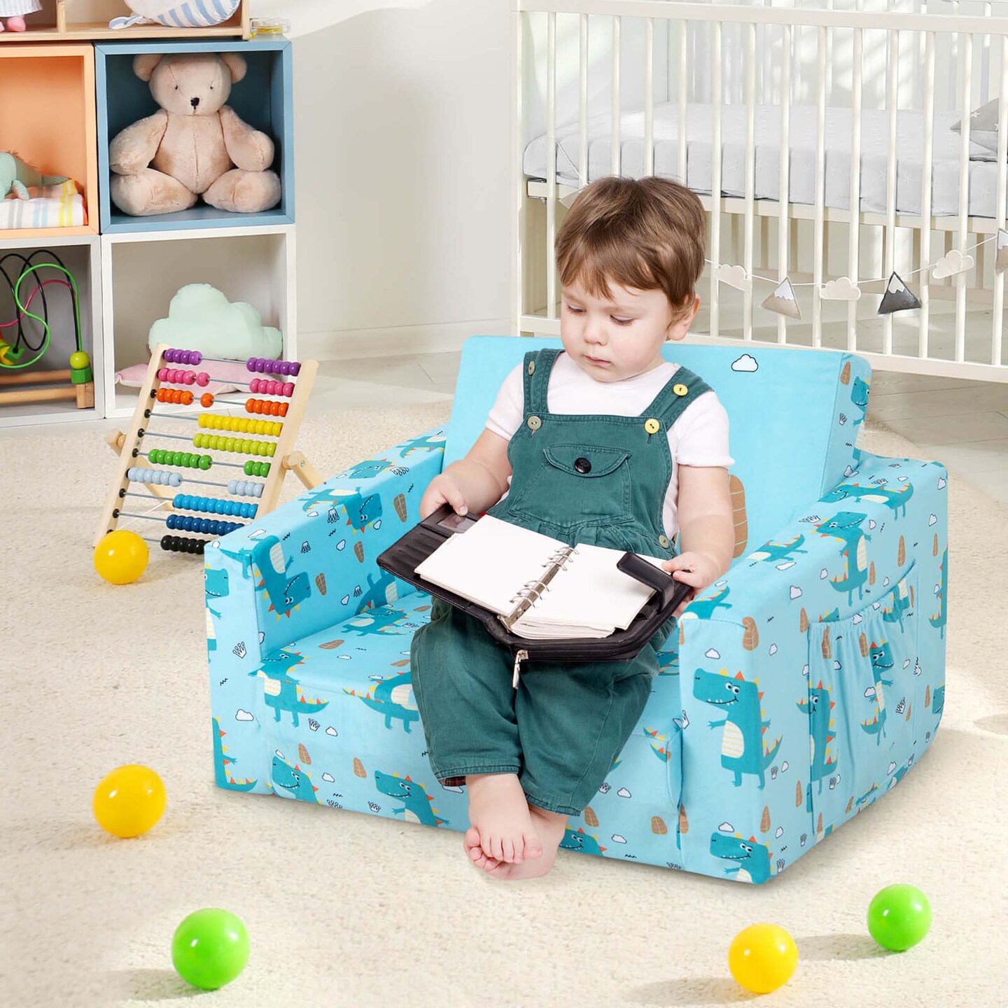 Costway 2 in 1 Convertible Kids Sofa Children Flip Out Lounger Couch Upholstered Sleeper Michaels