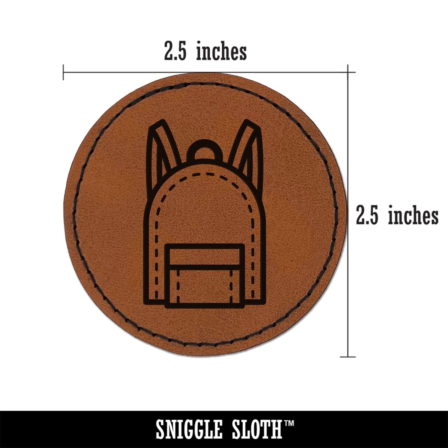 Backpack Teacher School Round Iron-On Engraved Faux Leather Patch Applique - 2.5&#x22;
