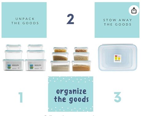 Airtight Food Storage Containers with Lids by Biokips | Set of 6 Kitchen Pantry Organisation and Storage Containers | BPA-free Sugar, Flour, and Dry Food Containers