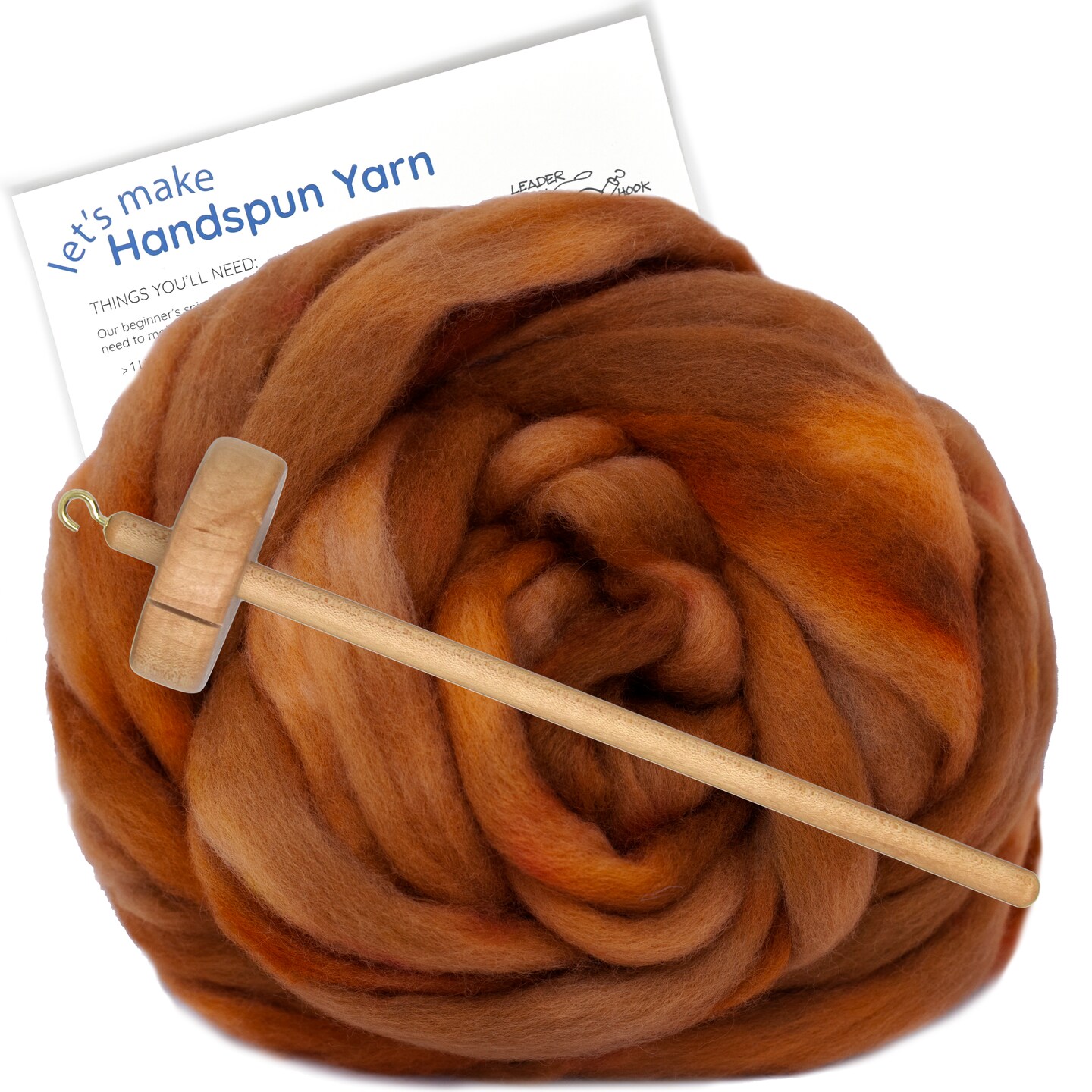 LEARN TO SPIN - Beginner&#x27;s Spinning Kit with Pre-Drafted BFL Roving, Drop Spindle &#x26; Printed Instructions w/ Video. Many Colors.