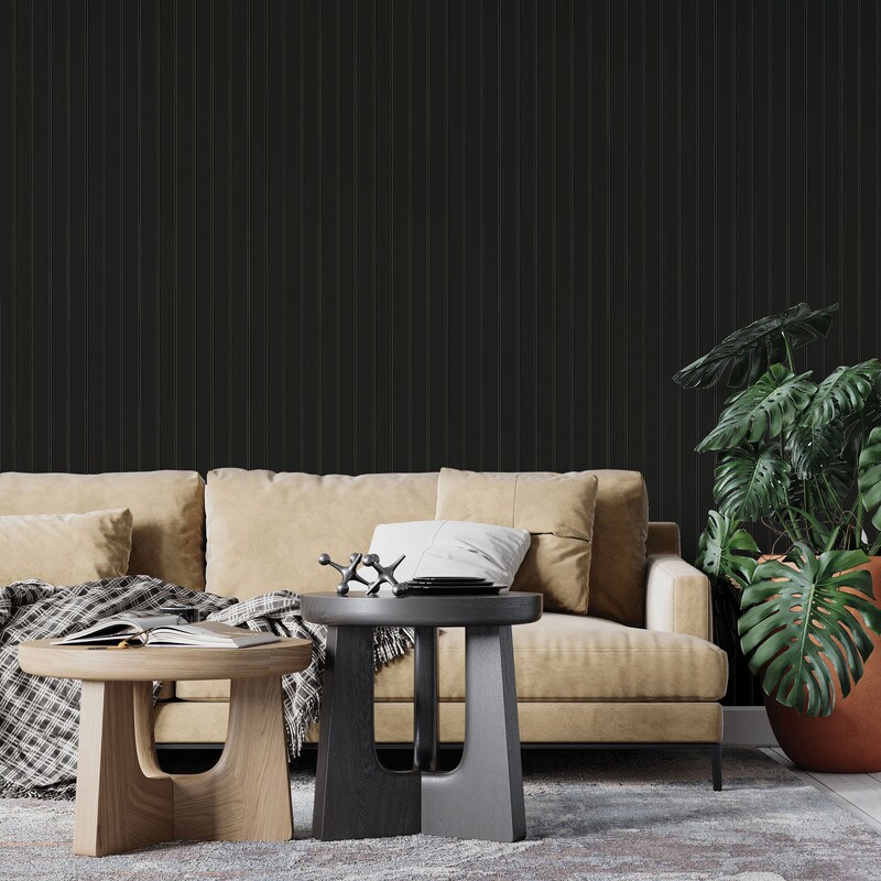 Tempaper Beadboard Peel and Stick Wallpaper Onyx Black