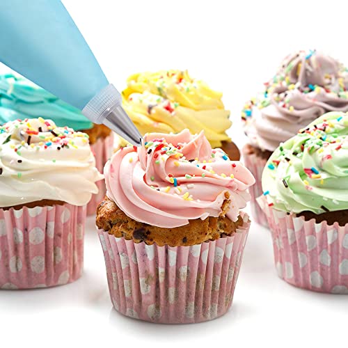 Piping Bags and Tips Set, Cakes Decorating Kit Supplies with 2 Reusable Pastry Bags, 18 Frosting Tips, 2 Couplers, 2 Bag Ties, 3 Cake Scraper, Cake Decorating Tools for Cookie Icing
