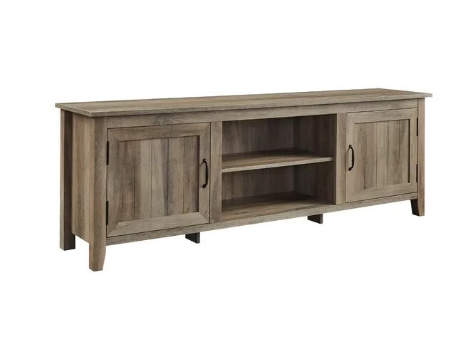 Grey Wash Farmhouse Grooved Door TV Stand for TVs up to 80&#x22;