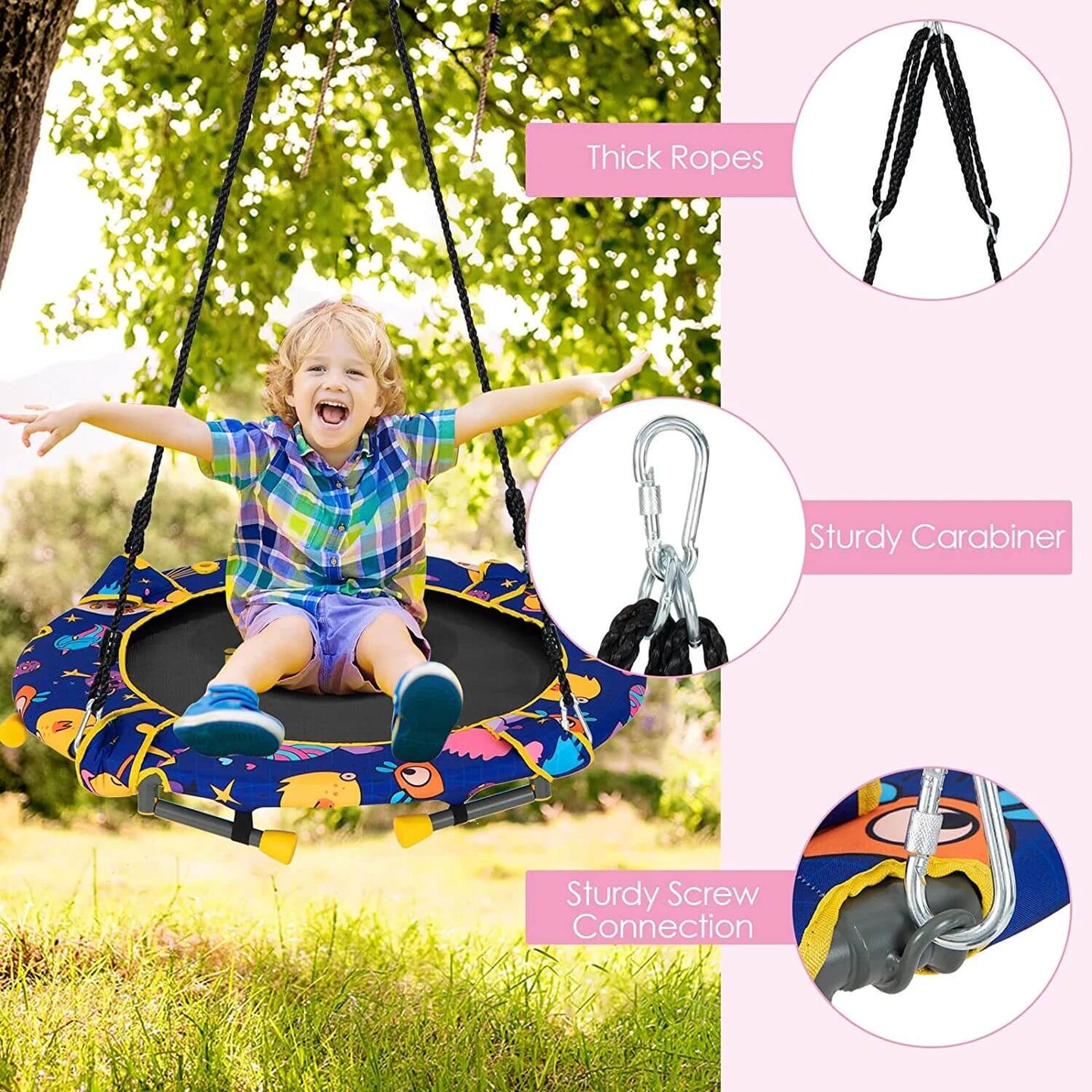 36 Inch Foldable Mini Trampoline for Kids with Adjustable Straps