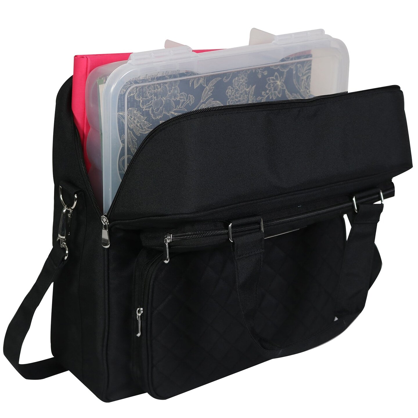Scrapbook Craft Storage Organizer Case Bag, Black Quilted