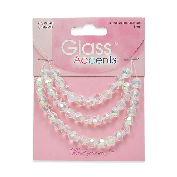 6 Packs of Round Faceted Glass Beads Pack of 44