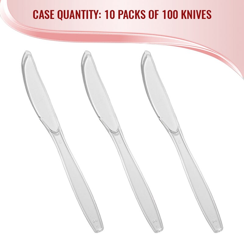 Clear Plastic Disposable Knives (1000 Knives)