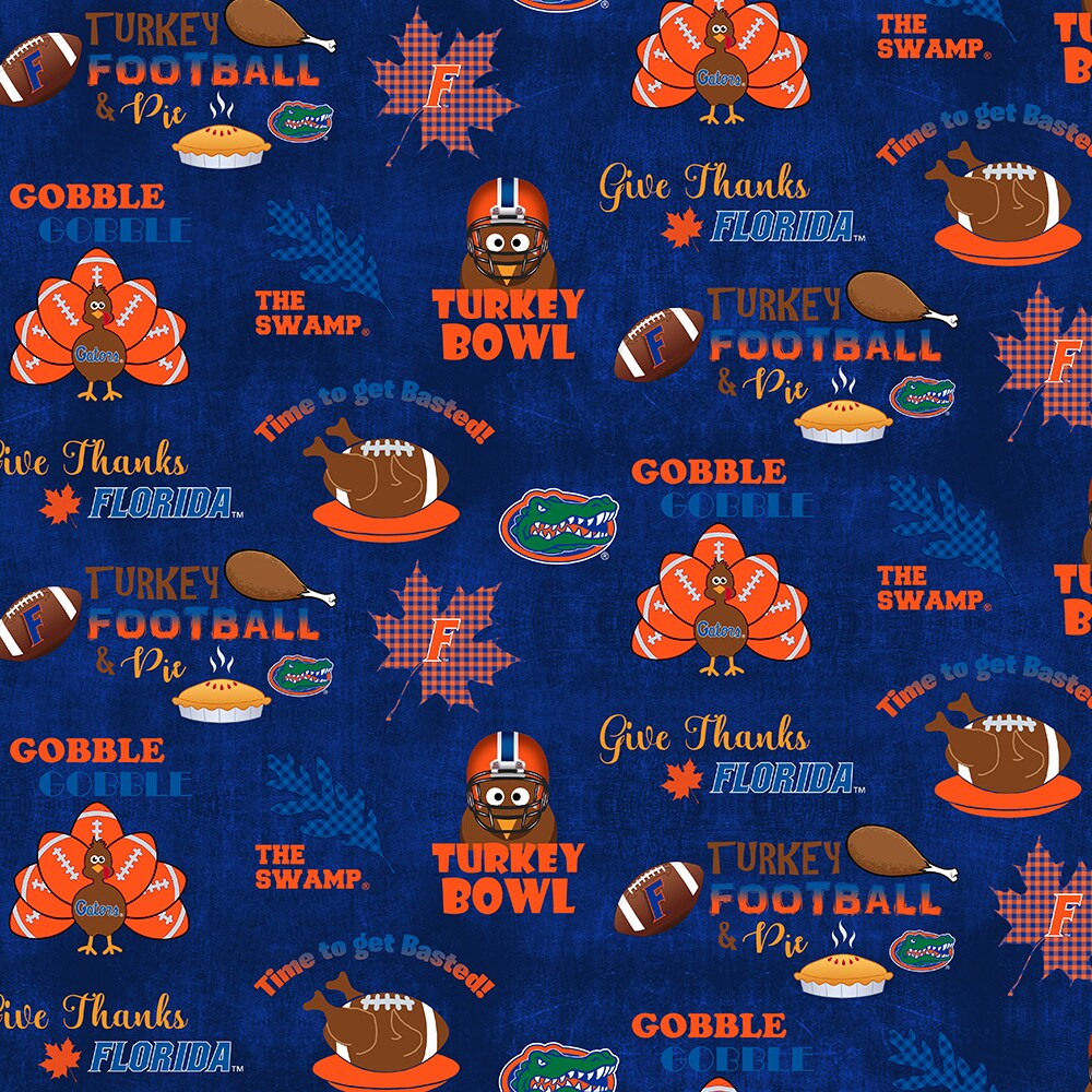 Sykel Enterprises-University of Florida Cotton Fabric-Florida Gators Turkey bowl Cotton Quilting Fabric