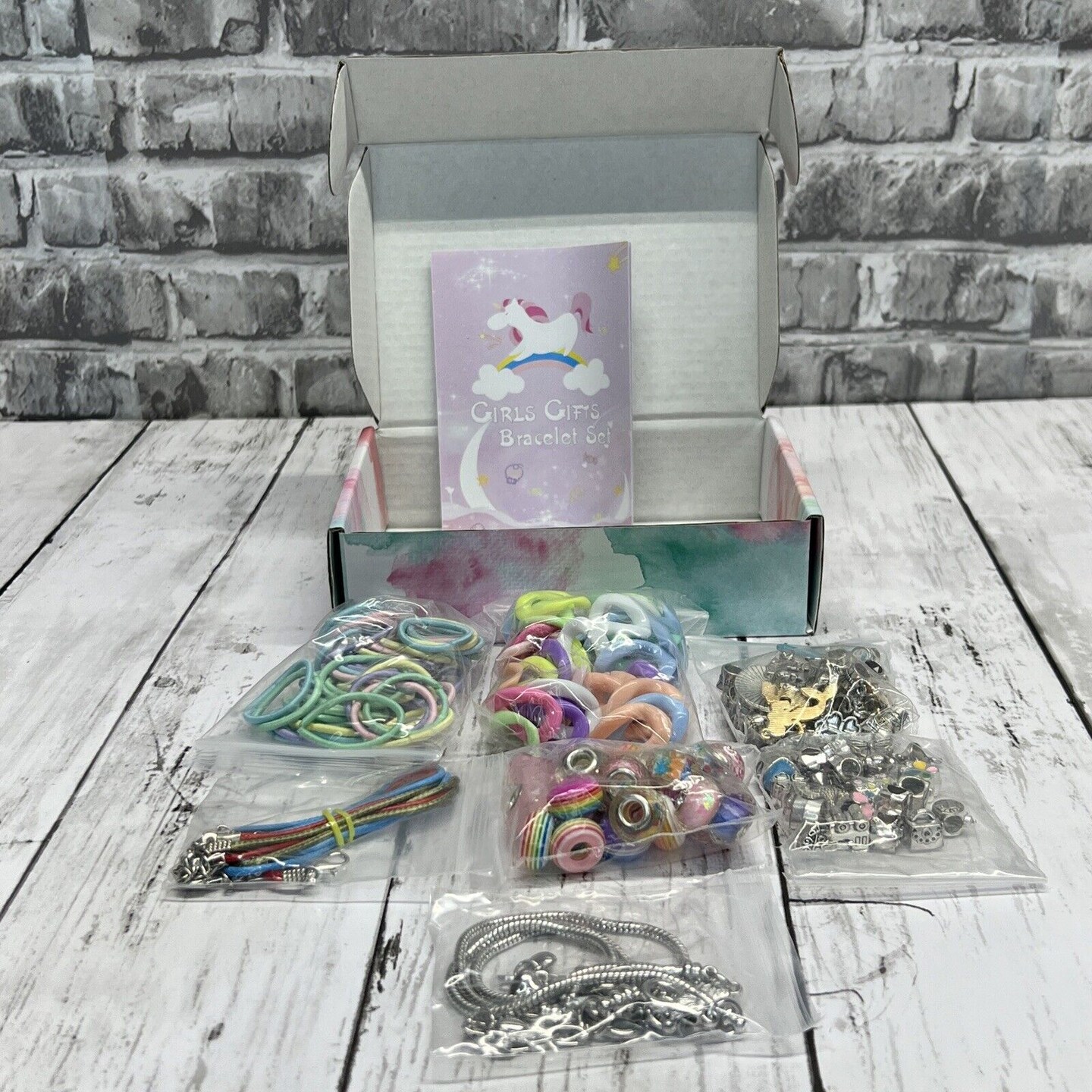 Kitcheniva 180 Pcs Girls Bracelet Making DIY Kit Beads Charms Pendant Crafts