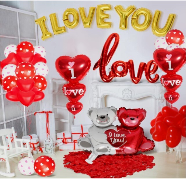Decorations for Valentine's Day Balloons Kit of I Love You Balloons and Heart Balloons