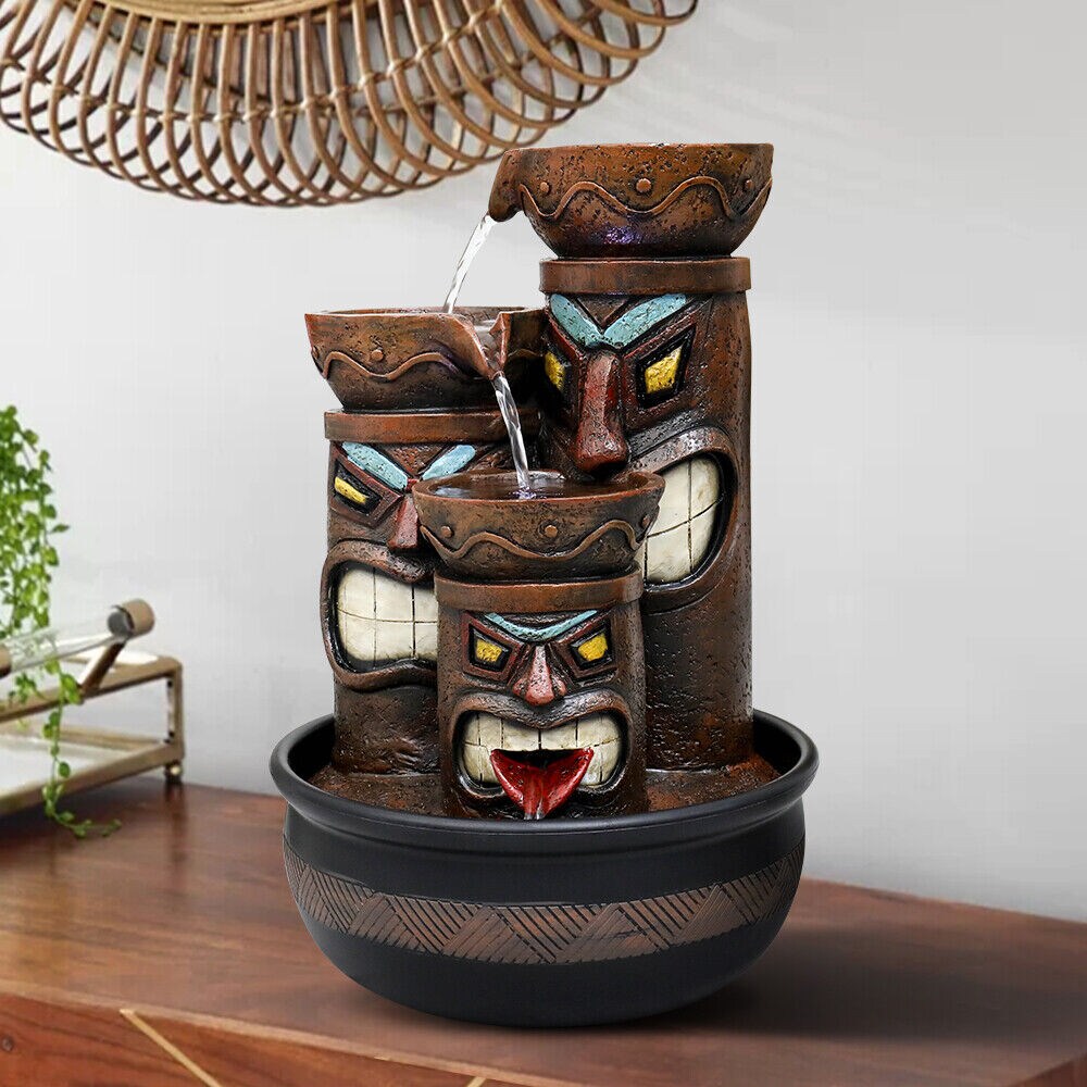 3 tier Tiki Statue Tabletop Water Fountains