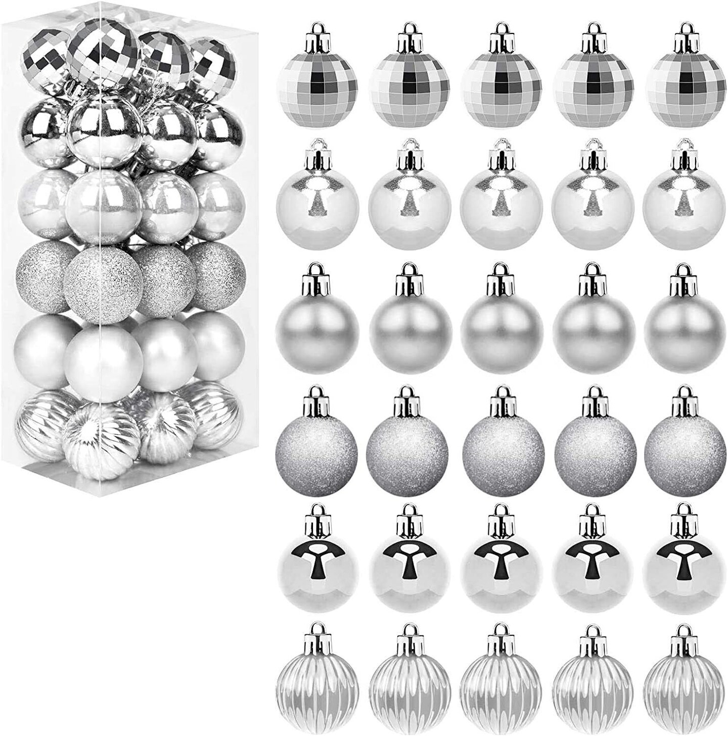1.6in 36-Piece Shatterproof Christmas Balls - Xmas Tree Ornaments