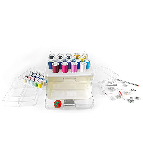 224 Piece , Sew-It-Goes, Sewing Kit &#x26; Craft Organizer - Sewing Case Storage with Machine Sewing Thread, White