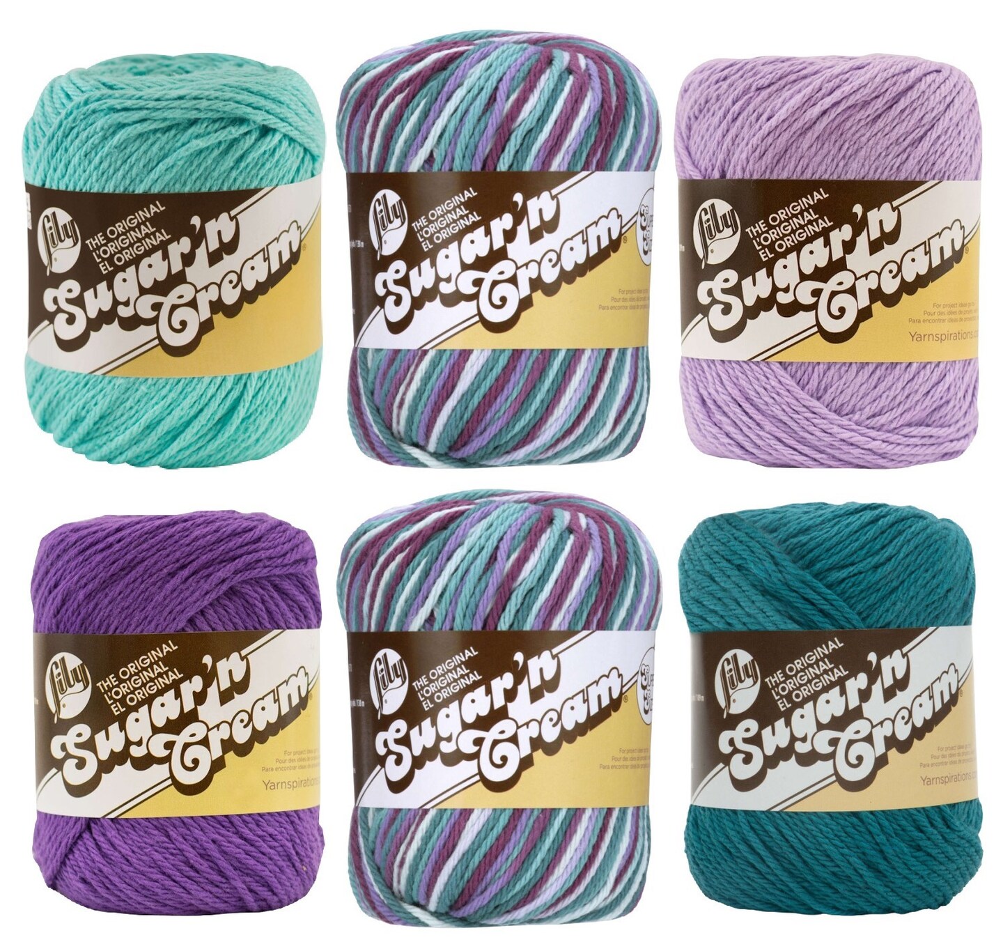 Lily Sugar 'n Cream Yarn - 100% Cotton - Assortment (Crown Jewels)