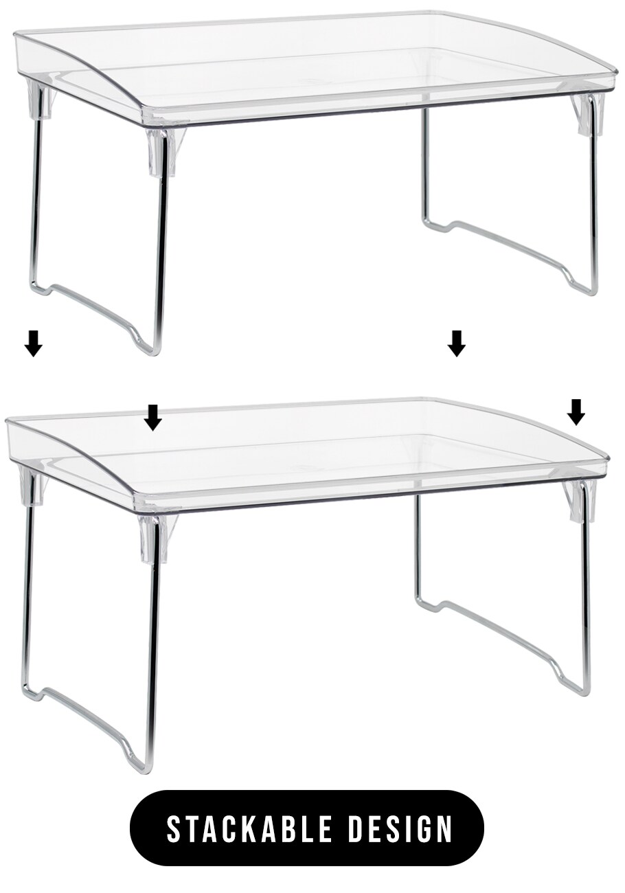 Sorbus Stackable Shelves for Cabinets & Countertop - Storage Shelf Organizer Stand Racks- Foldable Shelves for Undersink, Kitchen Cabinets, Pantry, Countertops, Clear Plastic/Metal