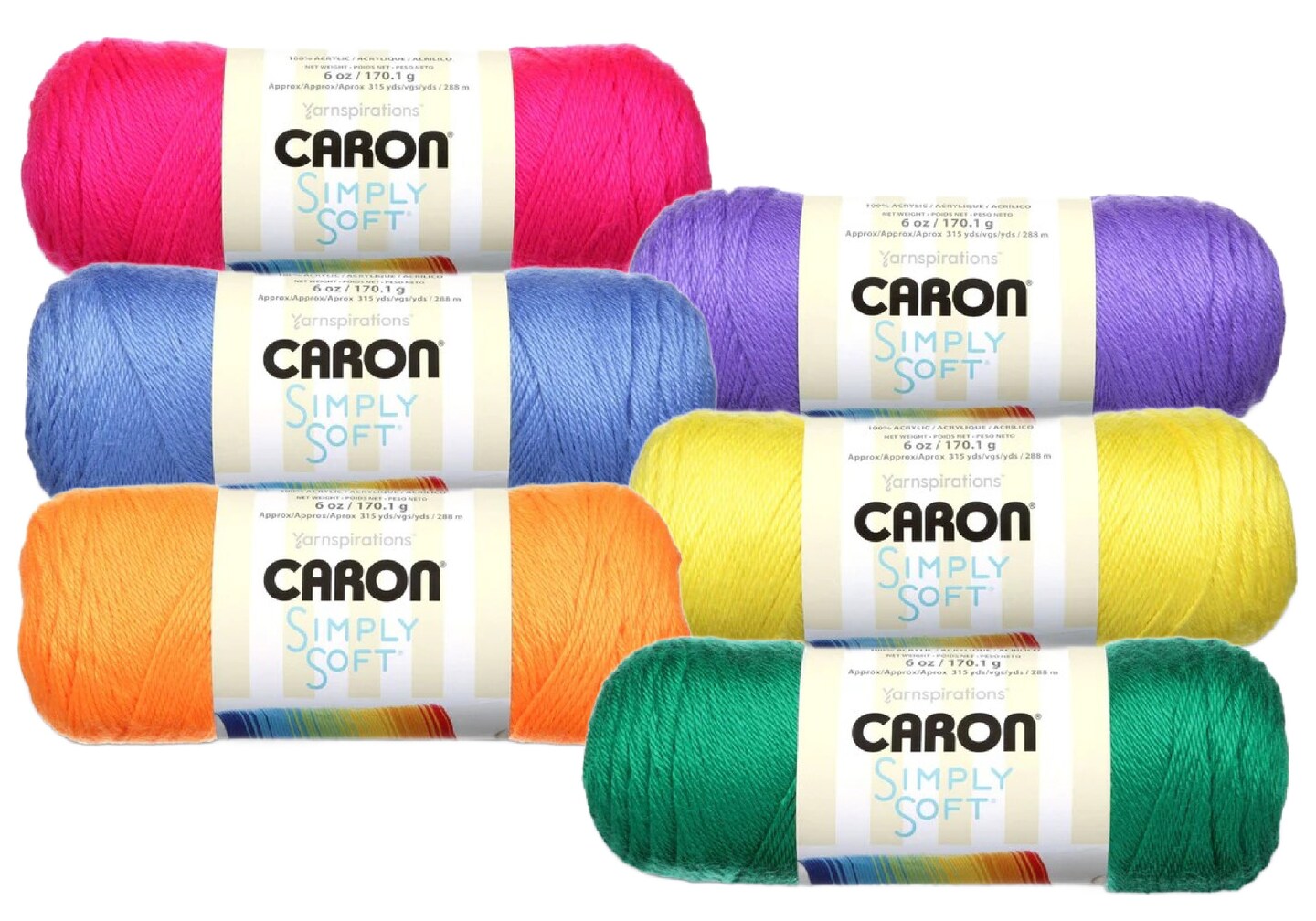 Caron Simply Soft Yarn Assortment (Neon)