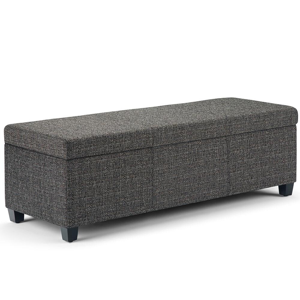 Avalon Storage Ottoman Bench Tweed 48In Large Rectangular With Interior Storage