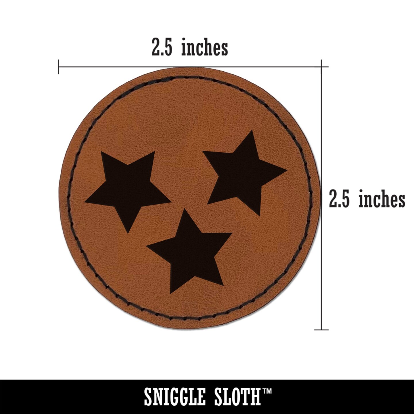 Star Scatter Round Iron-On Engraved Faux Leather Patch Applique - 2.5&#x22;