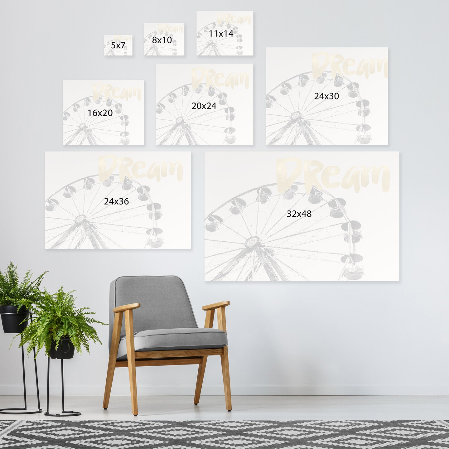 Ferris Wheel Dream Gold On Bwphoto by Amy Brinkman  Gallery Wrapped Canvas - Americanflat